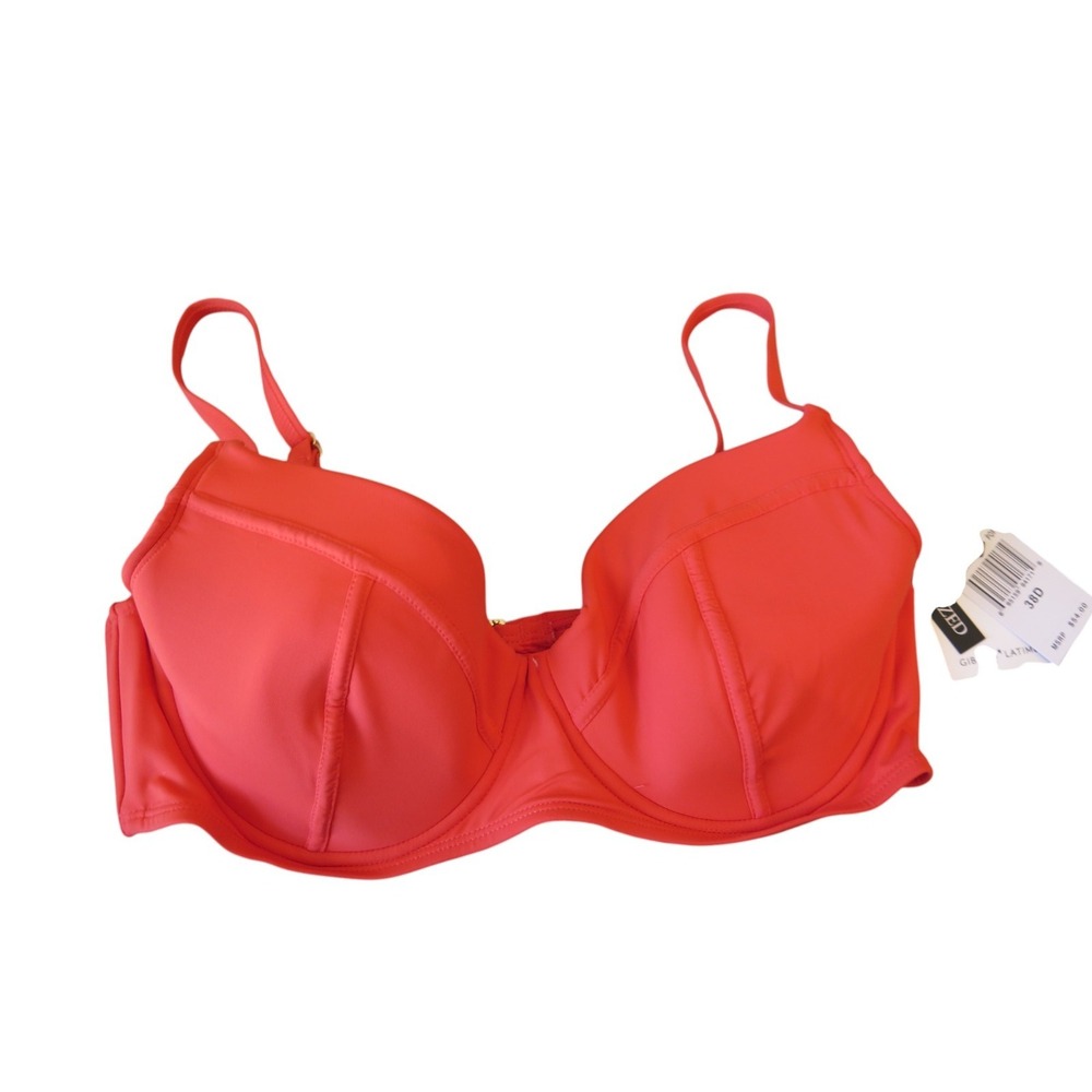 GIBSON & LATIMER Orange‎ Structured Bra Sized L38D Swim Suit Bikini Top NWT